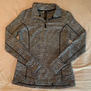 Mondetta Performance + Luxury Quarter Zip Fitted Pullover Black and White Small